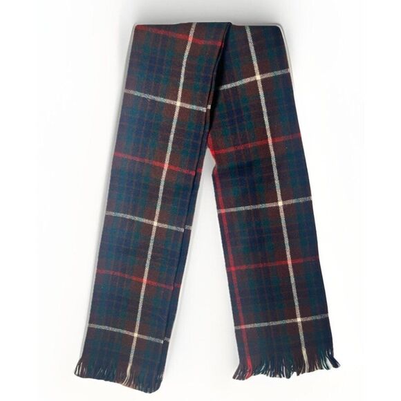 Vintage Scottish Wool Plaid Tartan Scarf Quiet Luxury Academia Green Old Money - Picture 1 of 6
